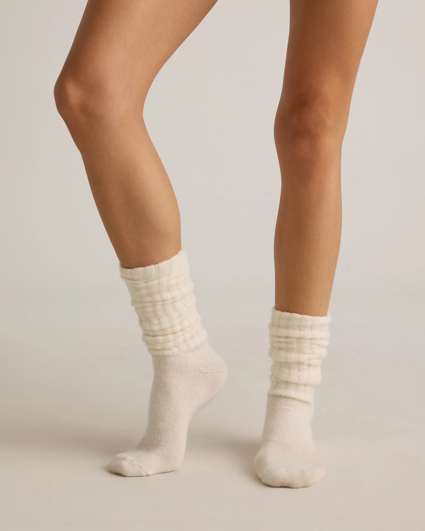 Mongolian Cashmere Slouch Sock - XS/S / Ivory