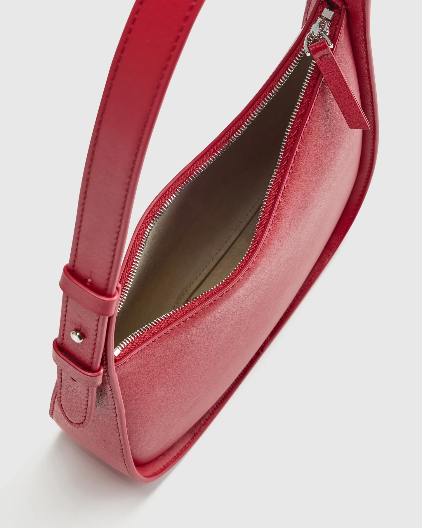 Italian Leather Asymmetrical Mini Shoulder Bag - One Size / Shell Pink