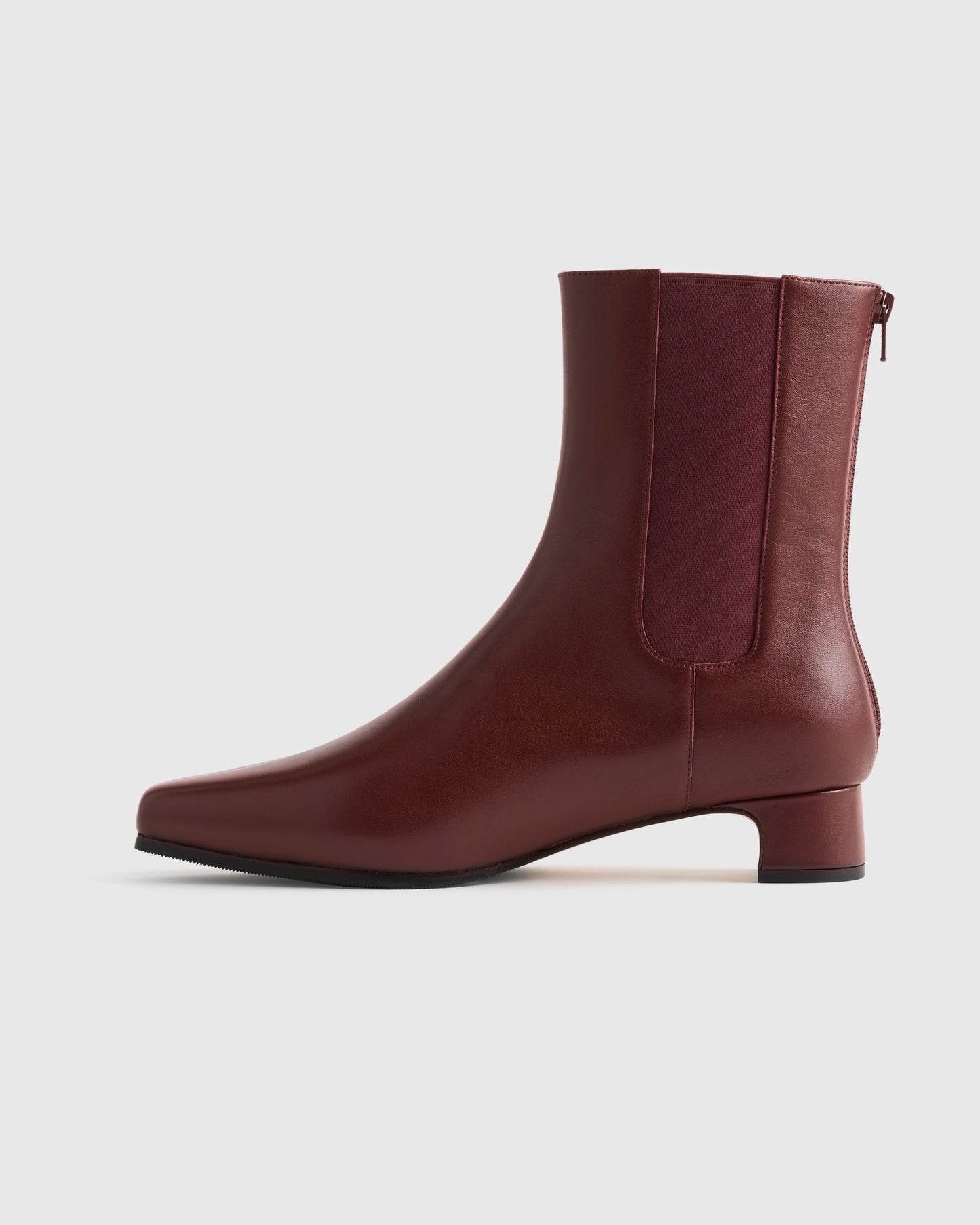 Italian Leather Kitten Heel Ankle Boot - 5 / Merlot