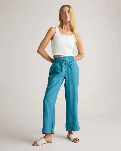 100% European Linen Wide Leg Pants - XS / Bayberry Olive
