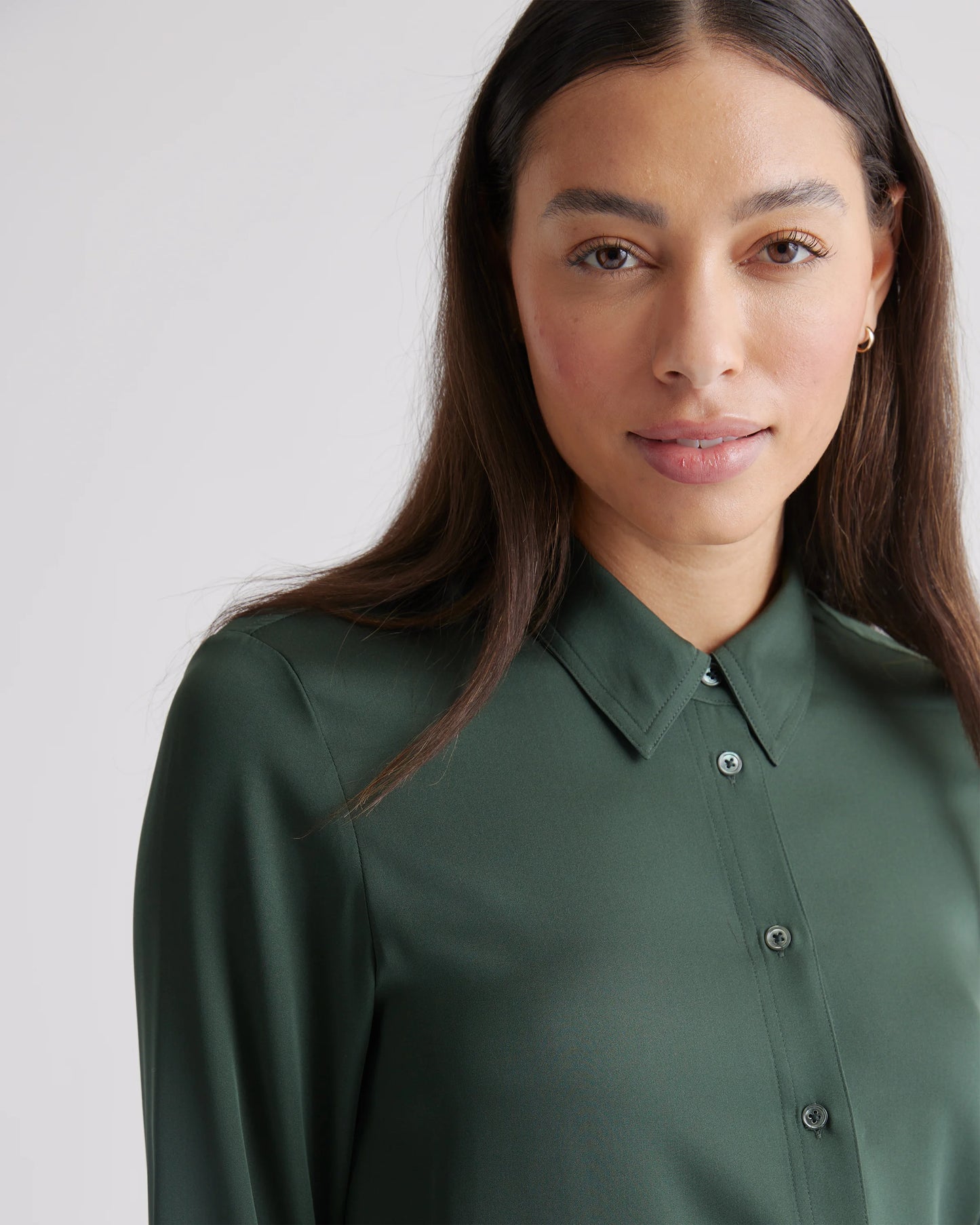 Washable Stretch Silk Blouse - XS / Moonstone Blue