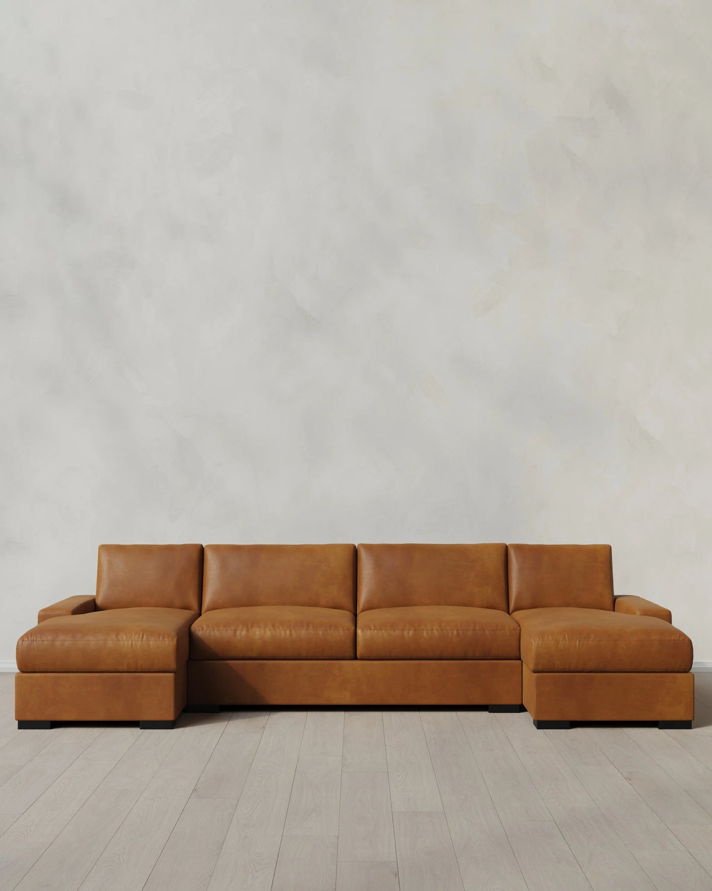 Stillman U Sectional in Leather - One Size / Auburn
