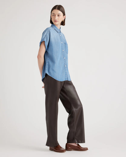 Chambray Tencel Short Sleeve Shirt - XS / Light Indigo