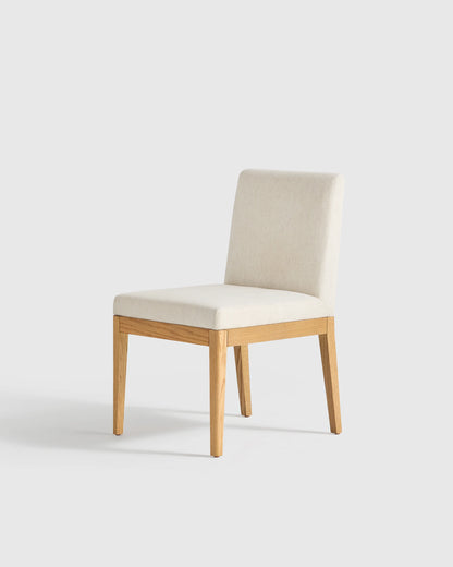 Performance Fabric Dining Chair with Solid Oak Legs (Set of 2) - One Size / Snow/Natural