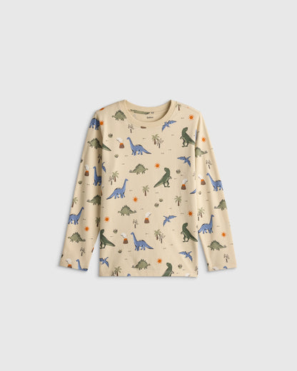 100% Organic Cotton Jersey Long Sleeve Tee - 2T / Dino Sketch