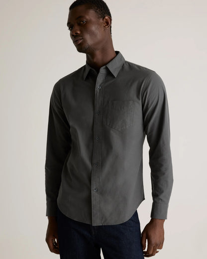 Organic Cotton Stretch Textured Twill Shirt - S / Navy