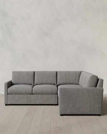 Brennan L Sectional in Performance Chenille Linen Blend - 99x99 / Snow