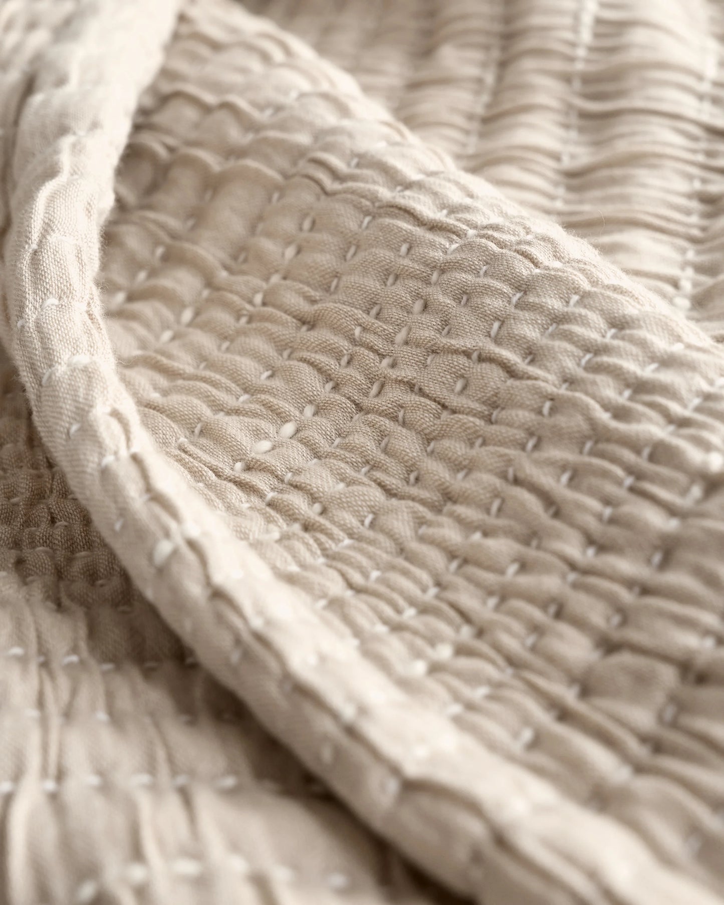 Organic Cotton Channel Stitch Coverlet Set - Twin / Coral Pink