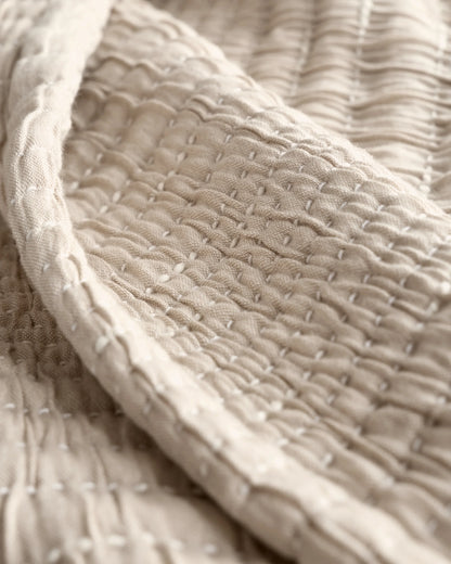 Organic Cotton Channel Stitch Sham Set - Standard / Coral Pink