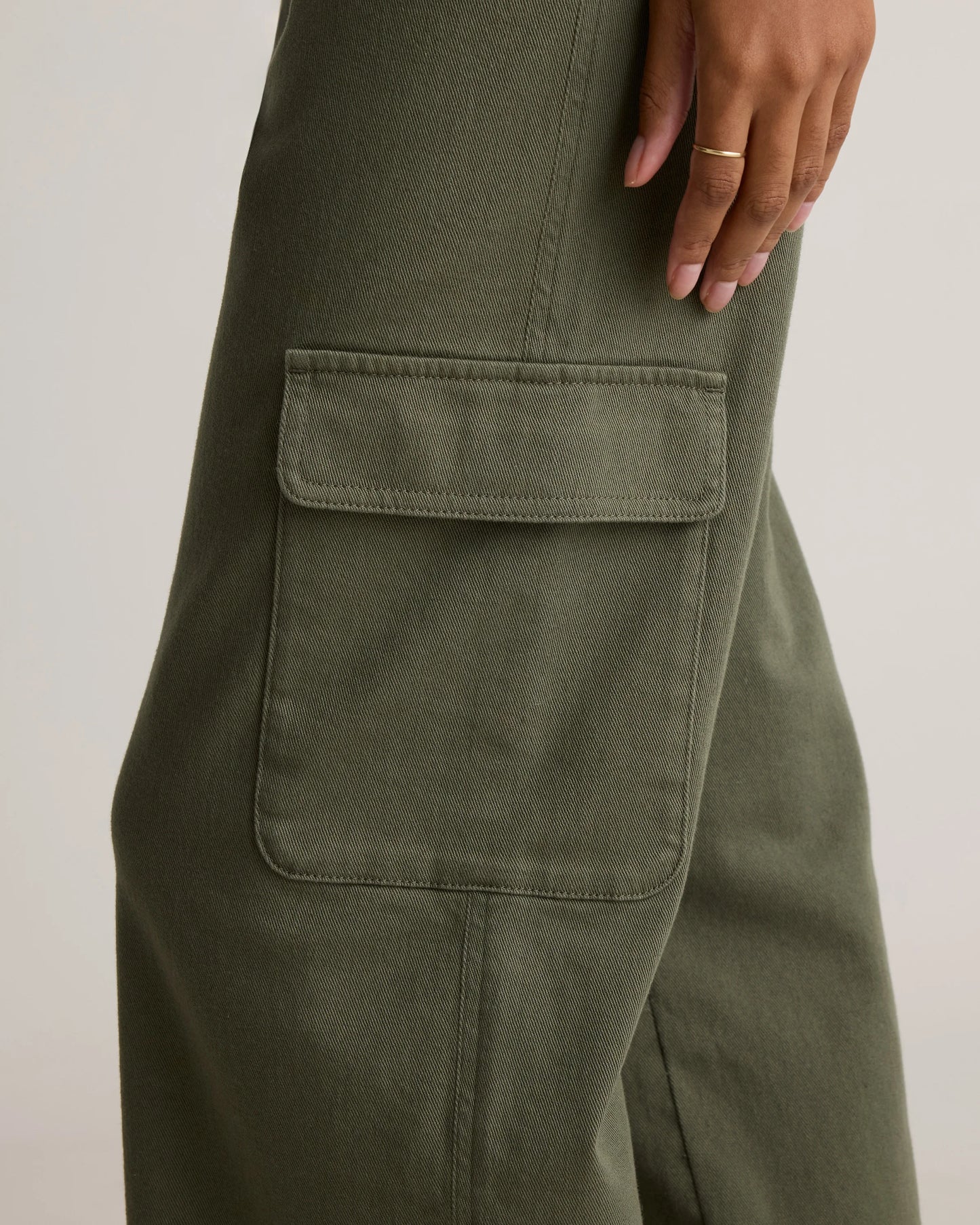Organic Stretch Cotton Twill Cargo Pants - 0 / Light Khaki