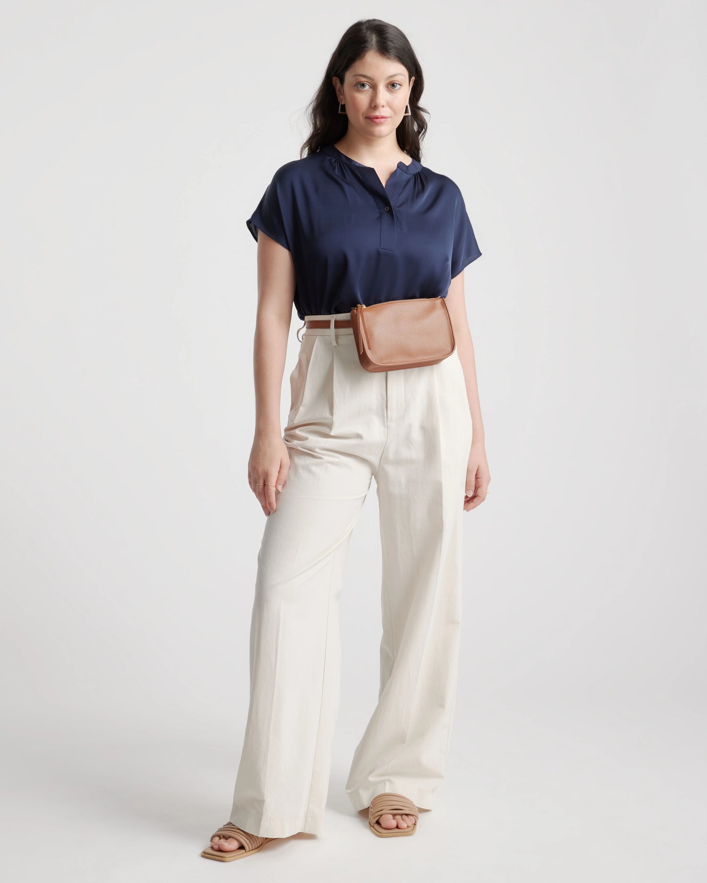 100% Italian Nappa Leather Belt Bag - S/M / Cognac