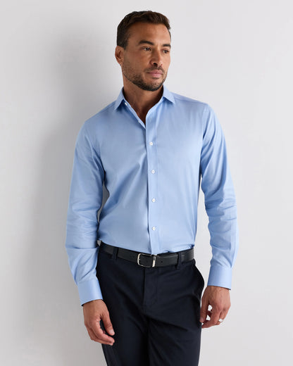 Organic Cotton Stretch Twill Dress Shirt - S / Grey Stripe