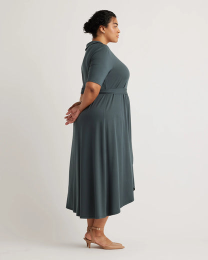 Tencel Jersey Midi Wrap Dress - 1X / Dark Olive