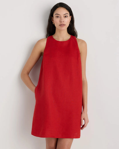 100% European Linen Tank Mini Dress - XS / Martini Olive
