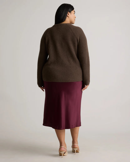 Mongolian Cashmere Fisherman Crewneck Sweater - 1X / Pale Custard Yellow
