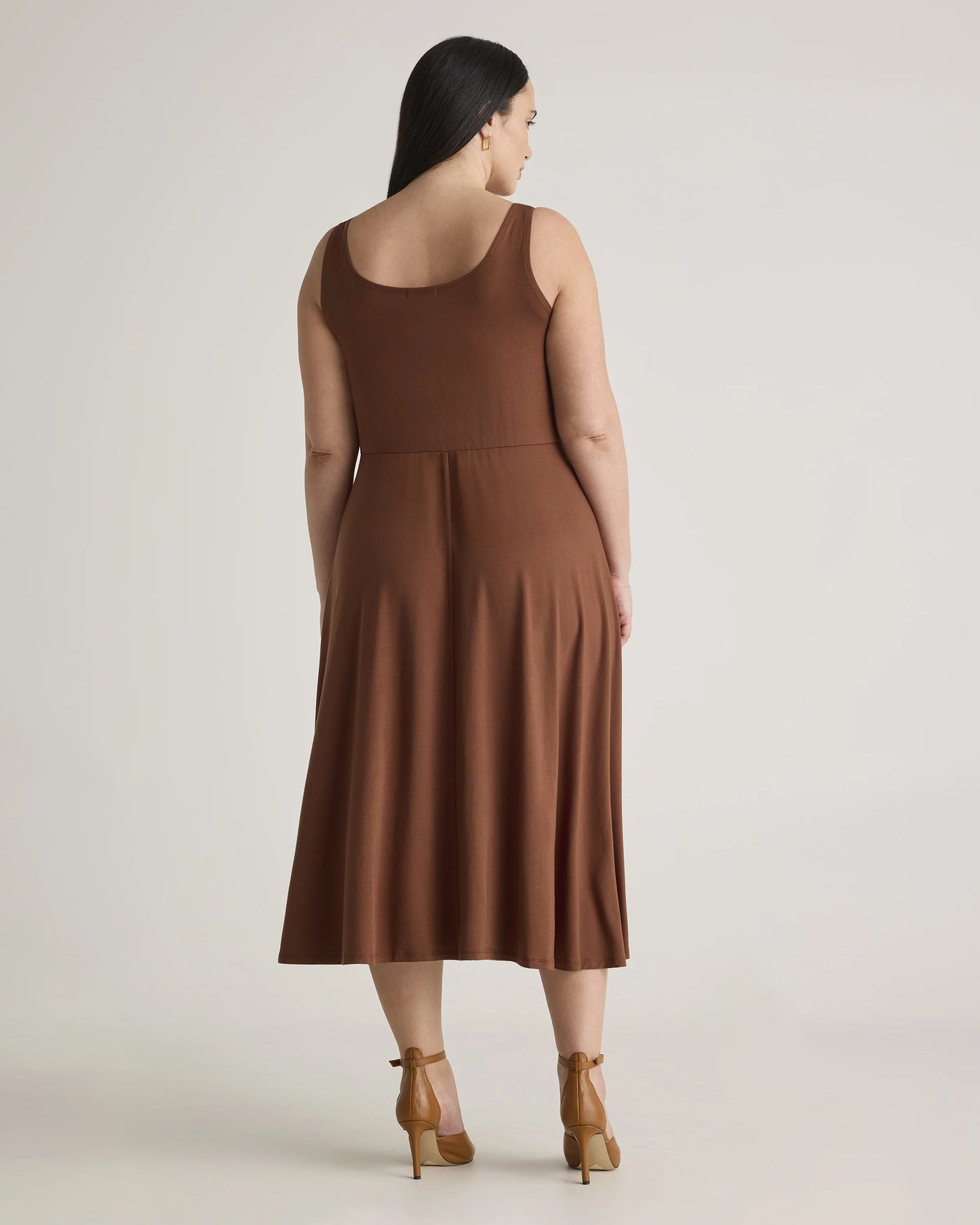 Tencel Jersey Fit & Flare Dress - 1X / Brown