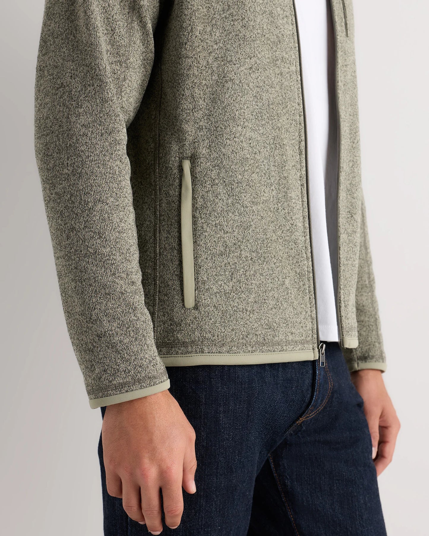 Sweater-Knit Fleece Full-Zip Jacket - XS / Heather Mineral Green