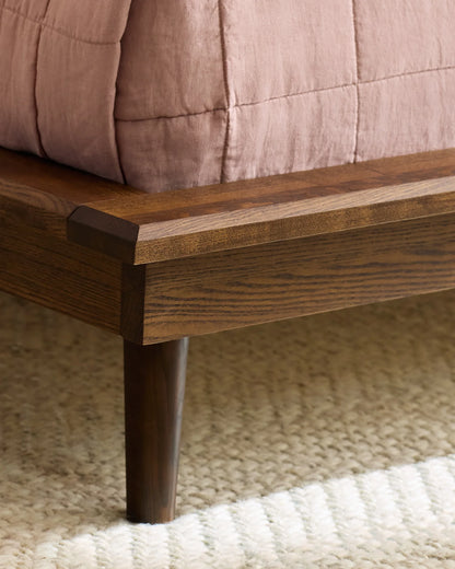 Solid Wood Midcentury Platform Bed - Queen / Chestnut Ash