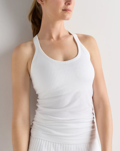 Seamless Ribbed Bra Tank - XS / Classic White