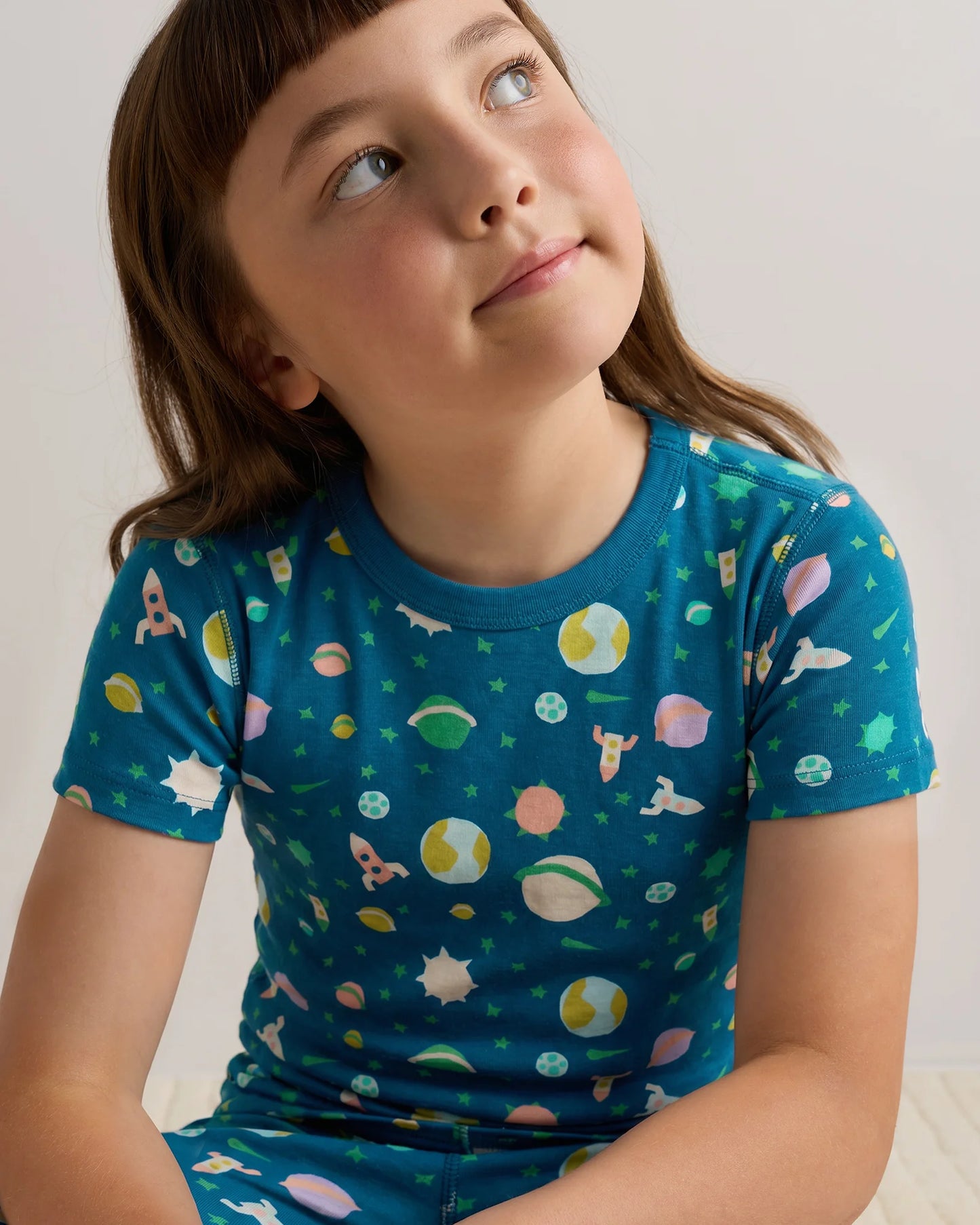 100% Organic Cotton Short Sleeve and Pant Pajama Set - 6 / Planets