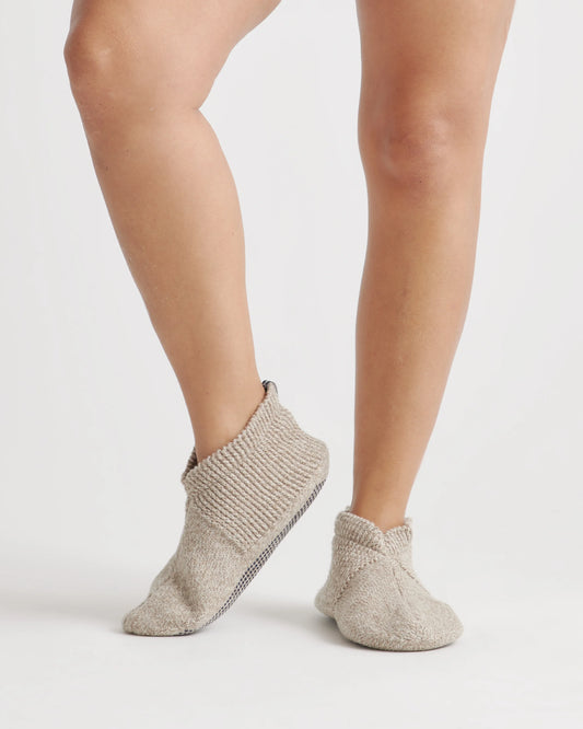 Fleece Lined Gripper Slippers (2-Pack) - S / Grey/Natural