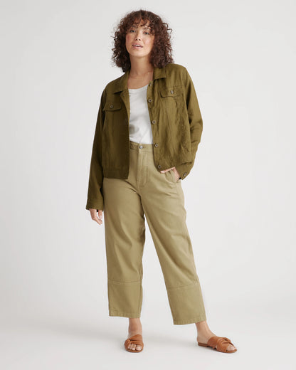 Organic Stretch Cotton Twill Barrel Pants - 0 / Olive