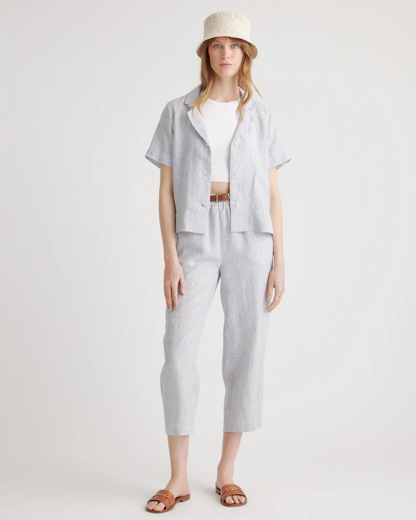 100% European Linen Short Sleeve Shirt - XS / Moonstone Blue