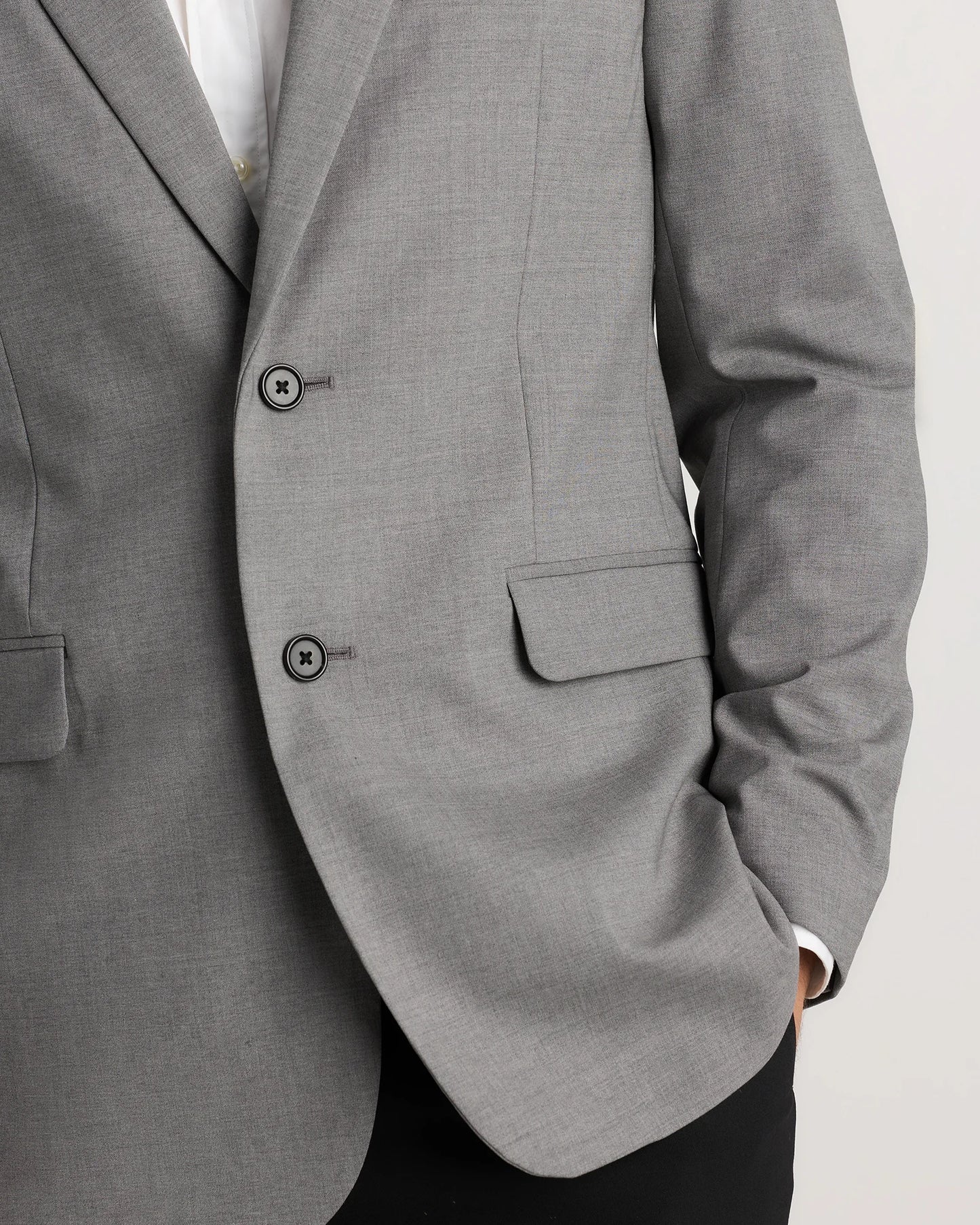Stretch Wool Blazer - S / Grey Melange