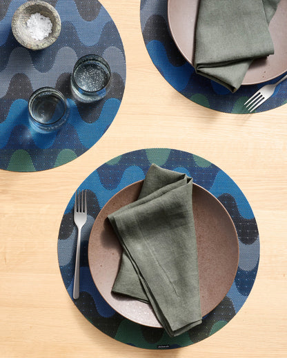 Wiggle Easy-Care Round Placemat, Set of 4 by Chilewich - One Size / Heatwave