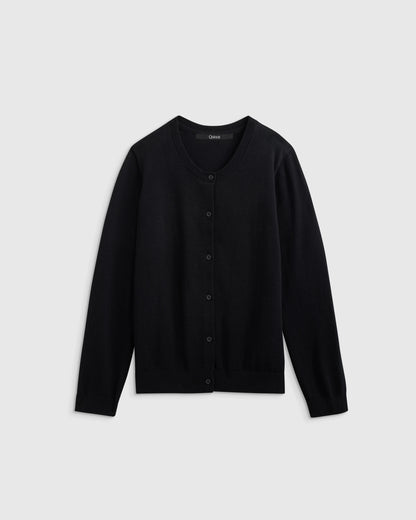 100% Organic Cotton Crewneck Cardigan - 6 / Ivory
