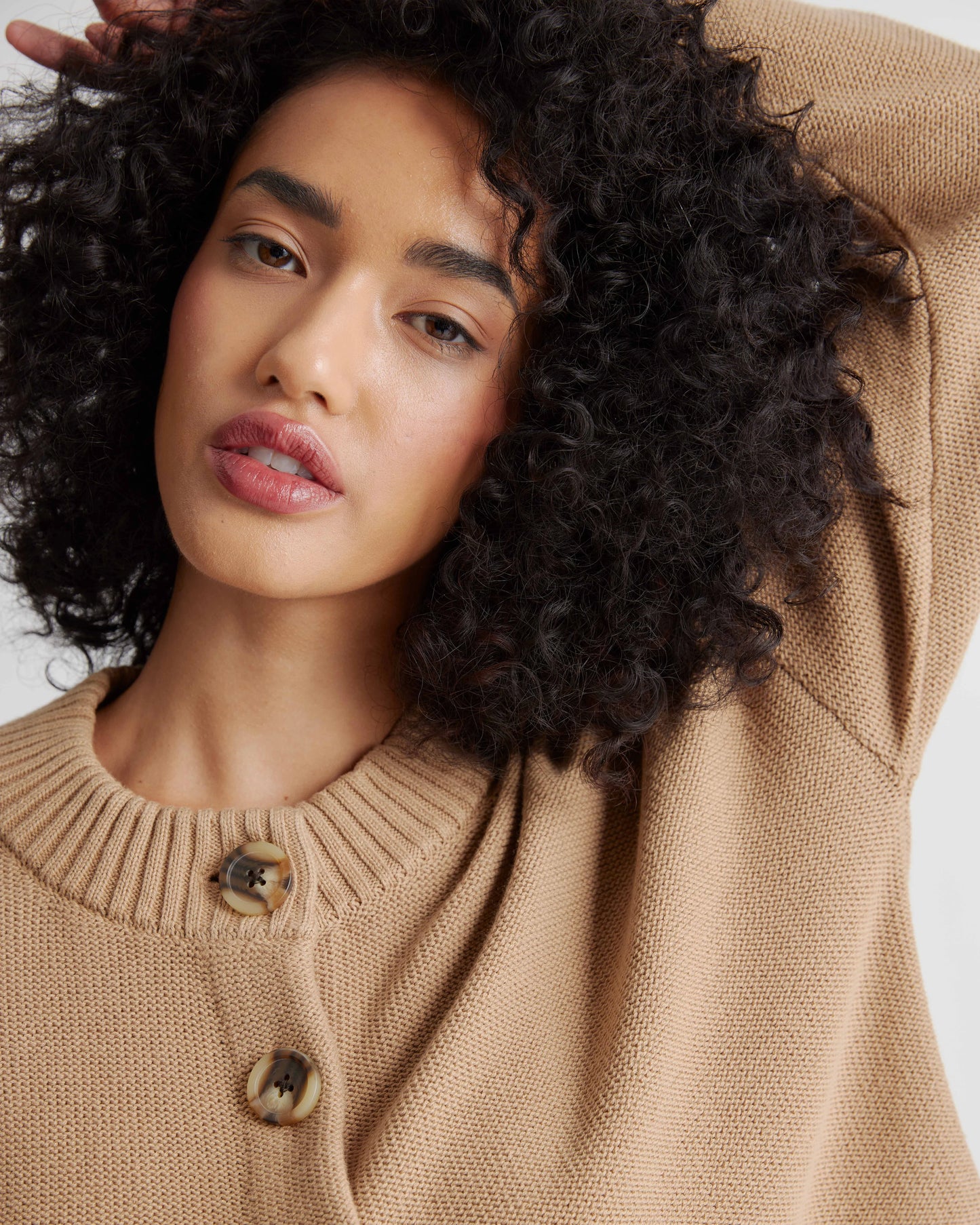100% Organic Cotton Cropped Cardigan - XS / Heather Brown