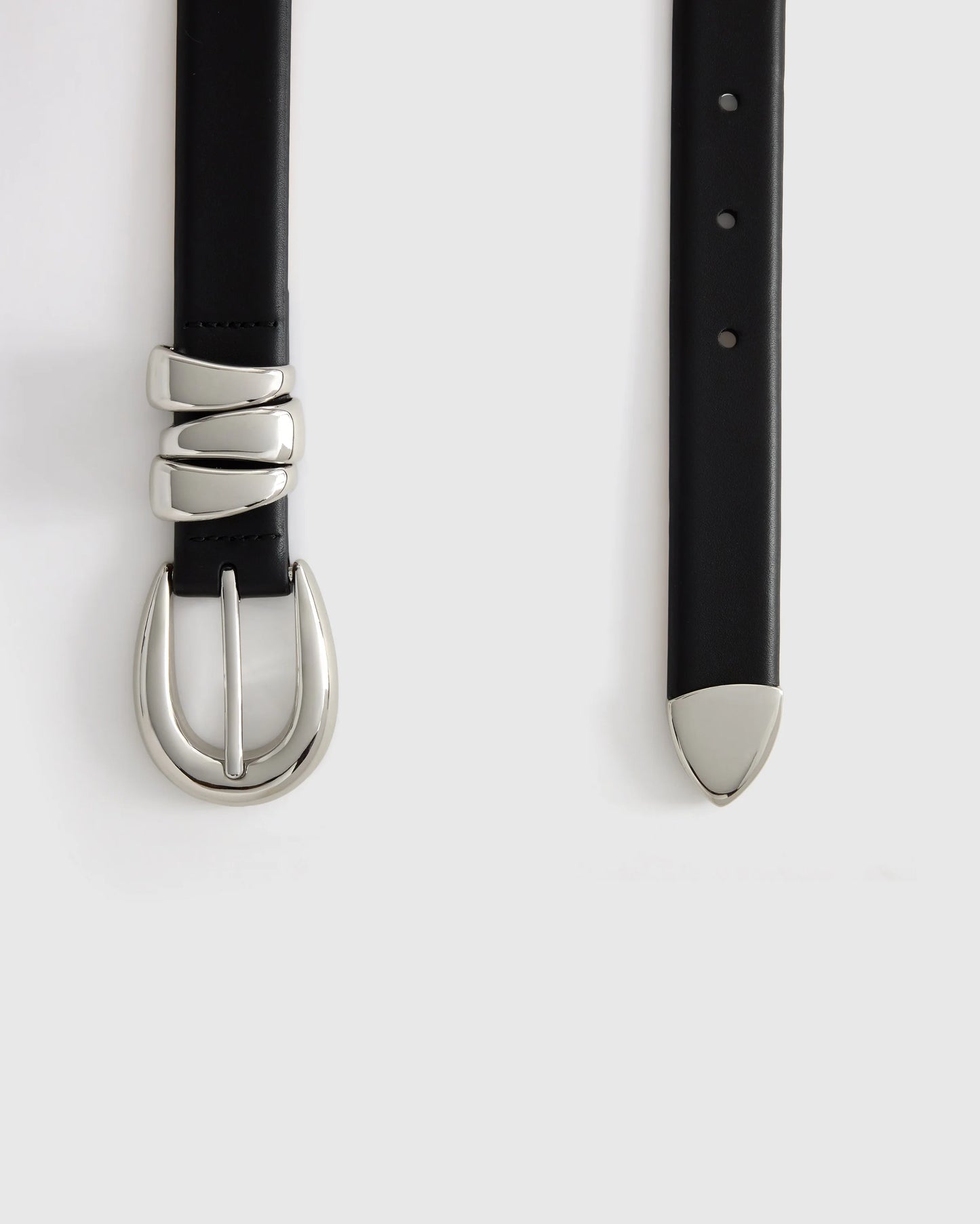 Elissa Triple Keeper European Leather Belt - XS / Black/Gold