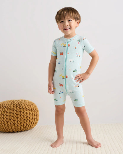 100% Organic Cotton Shortie Onesie Pajama - 2T / Navy Stripe