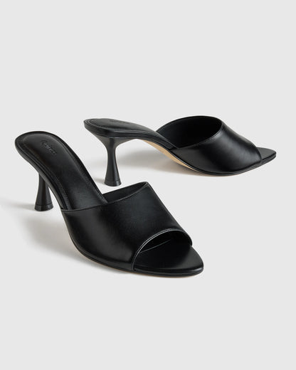 Italian Leather 65mm Stiletto Mule - 5 / Black