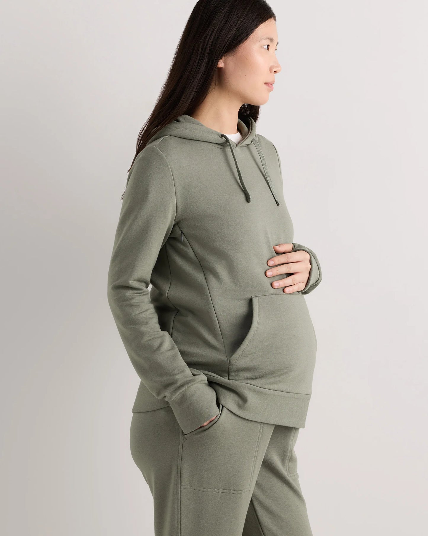 SuperSoft Fleece Maternity & Nursing Hoodie - XS / Off-White
