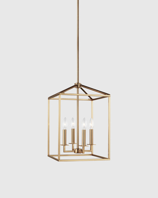 Steel Lantern Pendant Light - Small / Brass