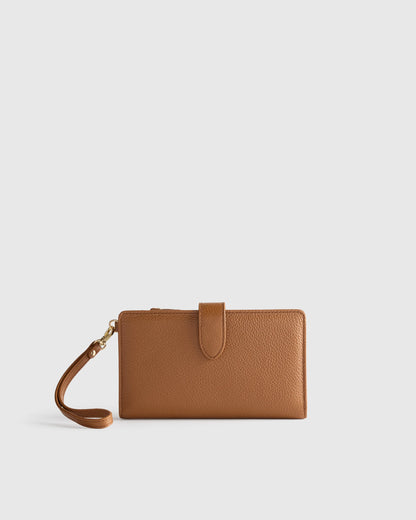 Italian Leather Phone Bi-Fold Wristlet - One Size / Black