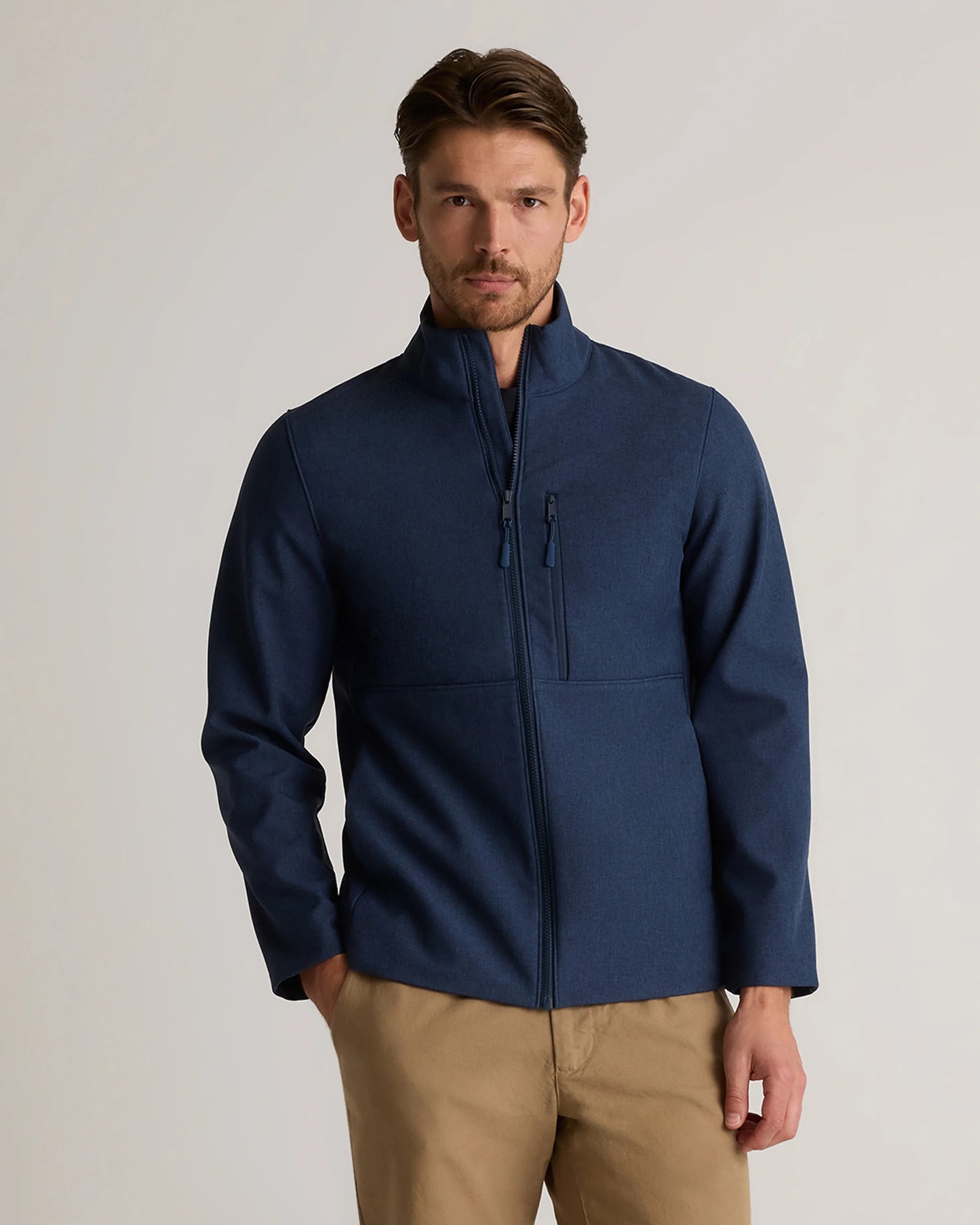 Softshell Fleece-Lined Full-Zip Jacket - S / Heather Shady Charcoal