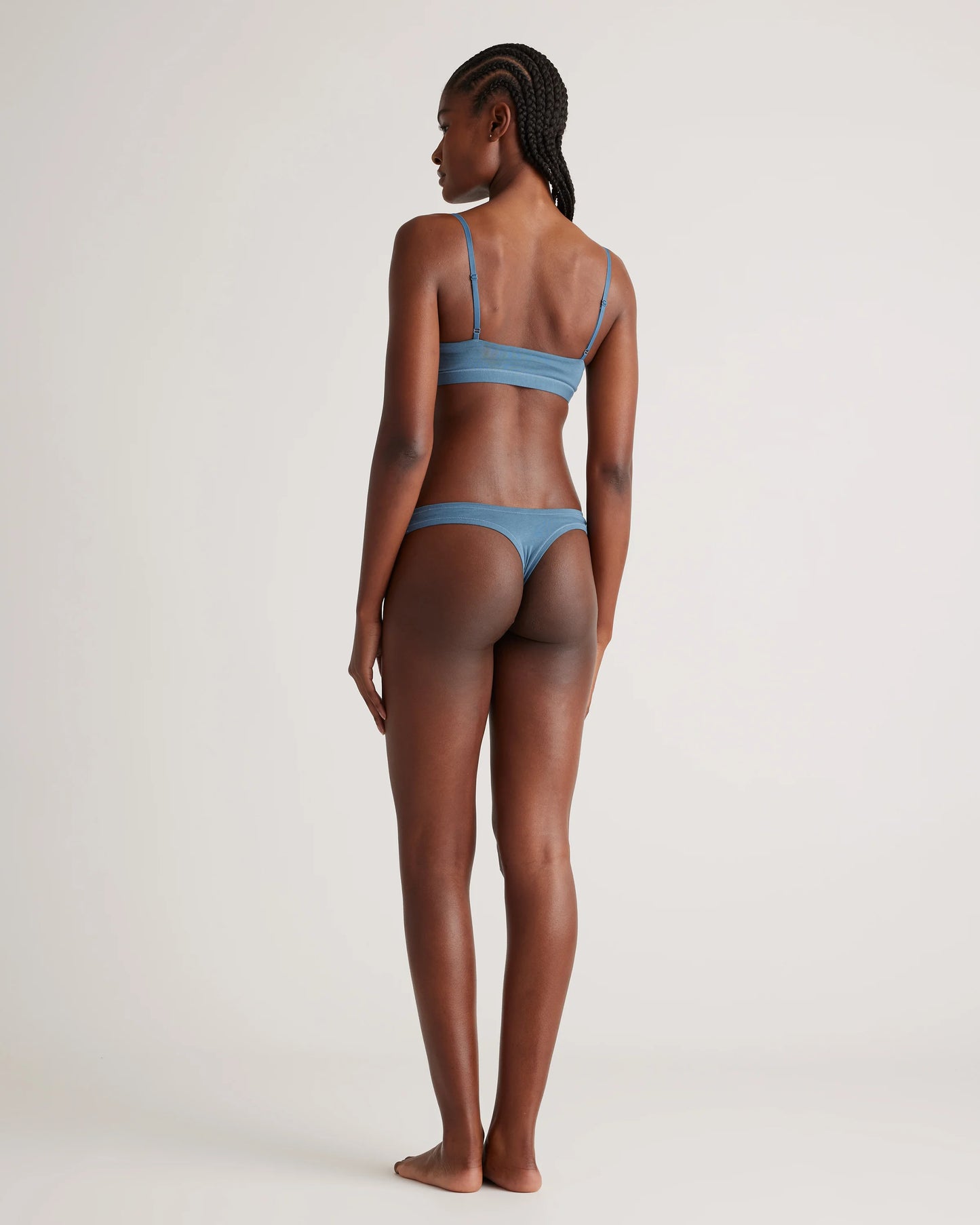 Organic Cotton High-Cut Thong (6-pack) - XS / Black/Soft White/Ocean