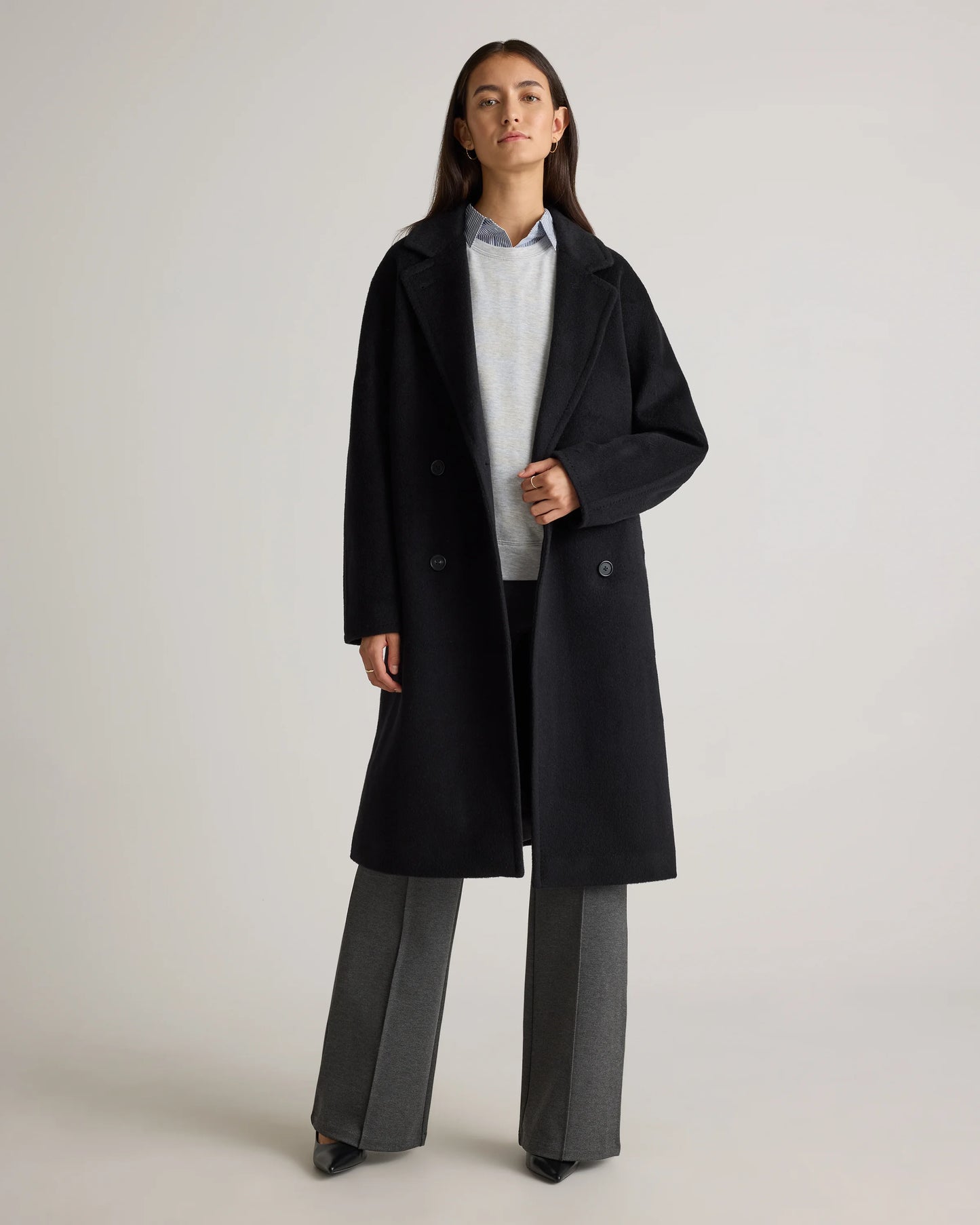 Camel Hair Double-Breasted Slouch Coat - XS / Vicuna
