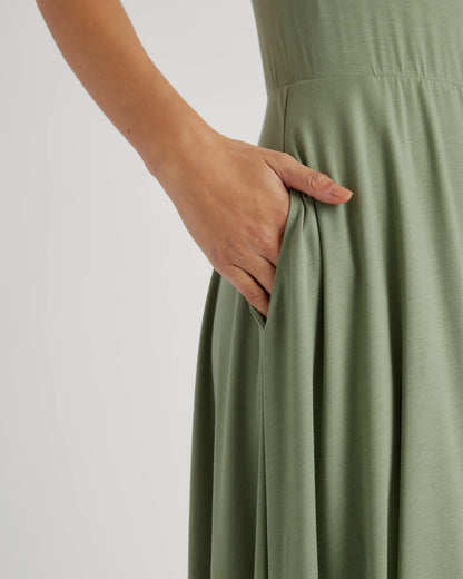 Tencel Jersey Fit & Flare Dress - XS / Dark Olive