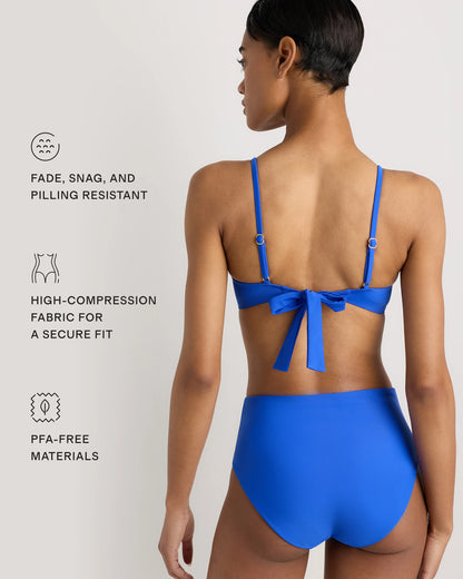 Italian Scoop Neck Bikini Top - XS / Electric Blue Floral