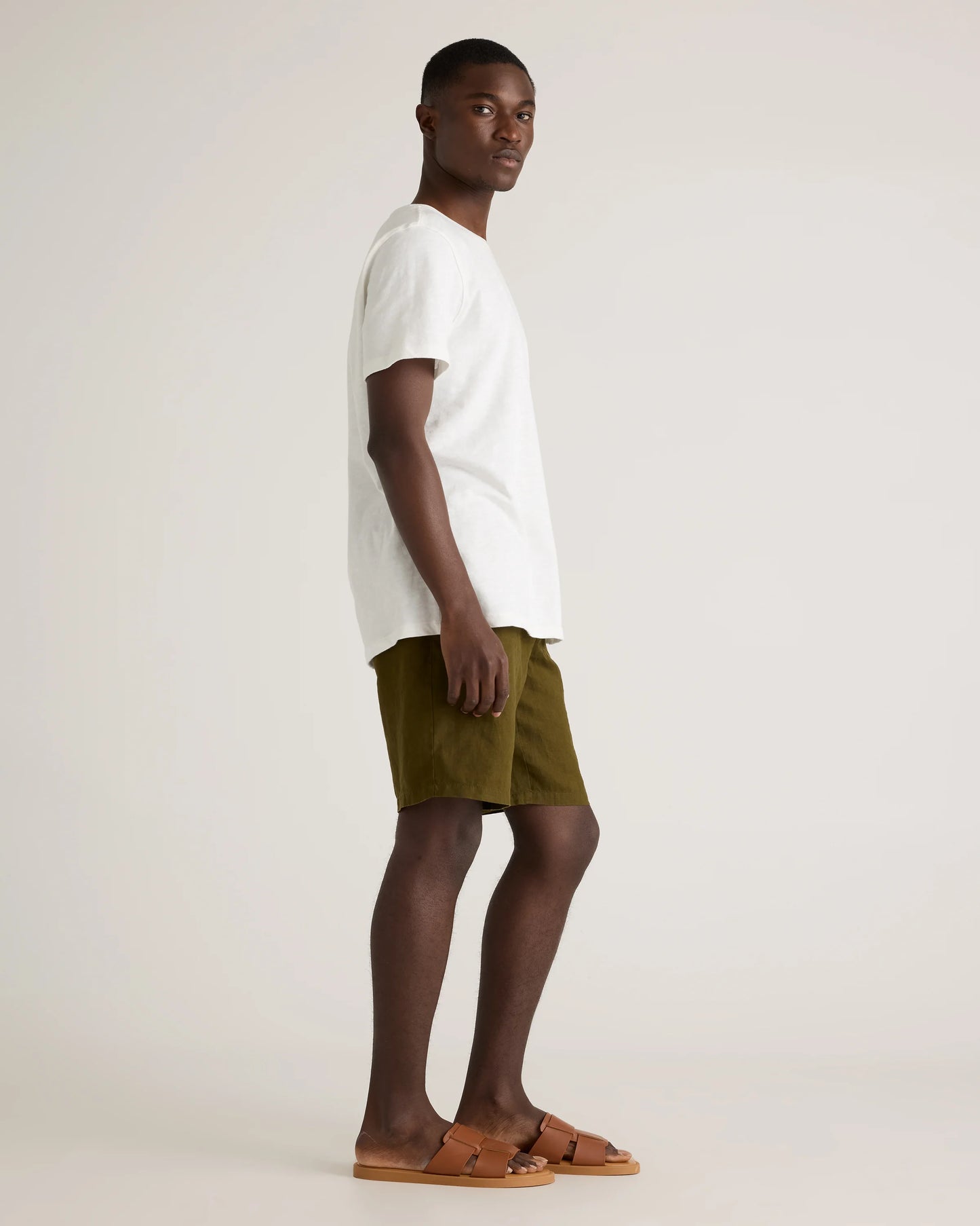 100% European Linen Shorts - 10" - S / Martini Olive
