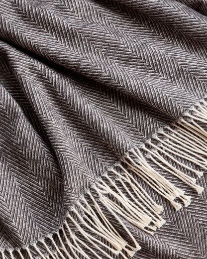 Lightweight Italian Cotton Herringbone Throw - One Size / Mushroom