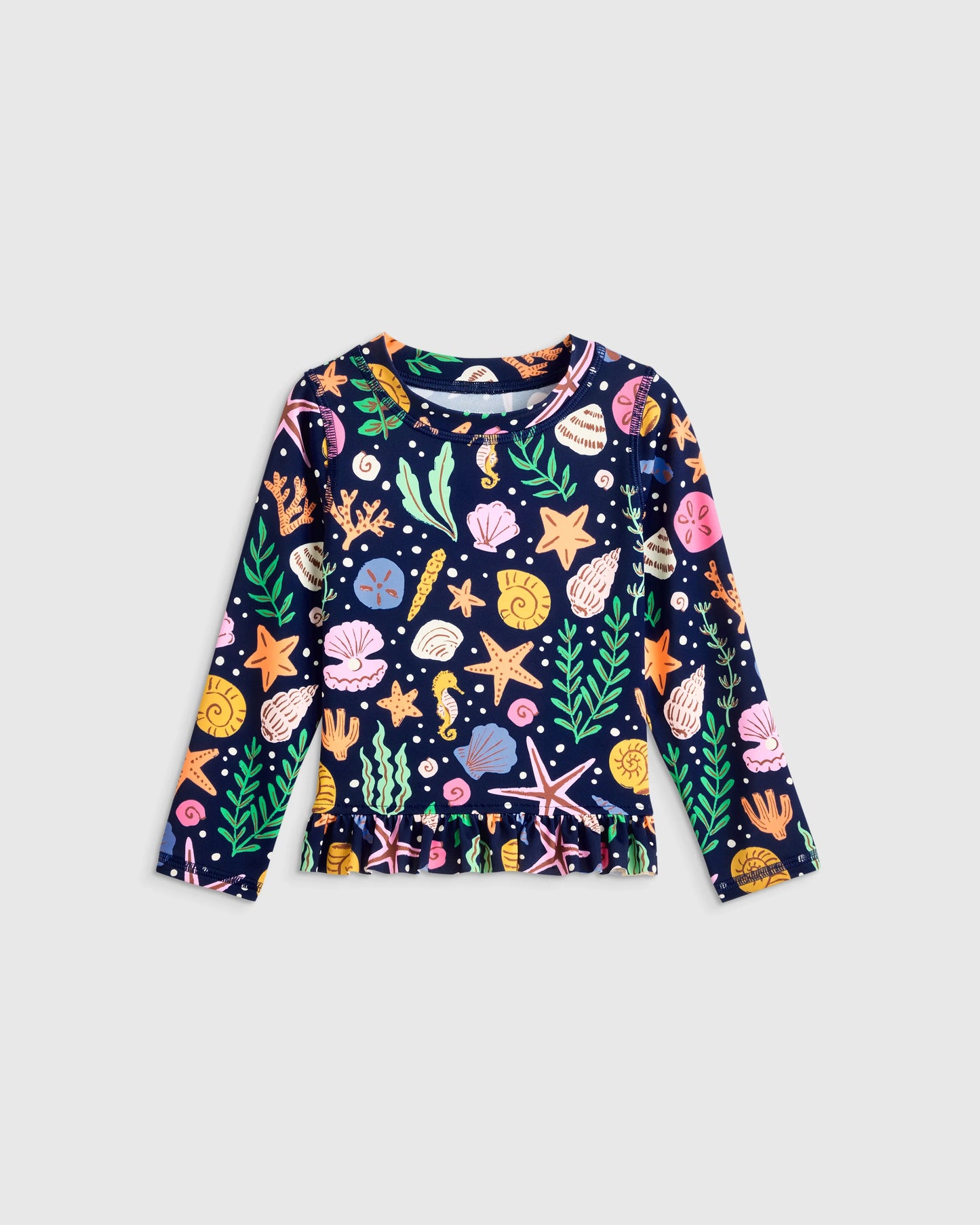 Long Sleeve Ruffle Rash Guard Two-Piece Swimsuit - 2T / Poolside Floral