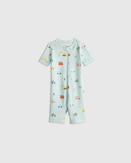100% Organic Cotton Shortie Onesie Pajama - 2T / Navy Stripe