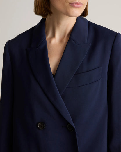 Stretch Crepe Relaxed Double-Breasted Blazer - XS / Sand