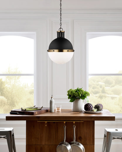 Industrial Shaded Globe Pendant - 13" / Brass