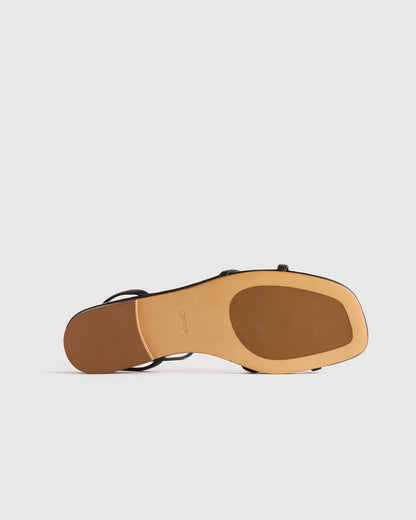 Italian Leather Ankle Strap Sandal - 5 / Cognac
