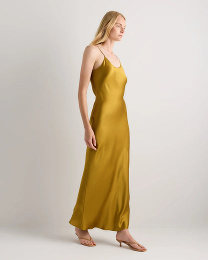 100% Washable Silk Maxi Slip Dress - XS / Cordovan Red Hibiscus